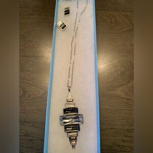Touchstone Crystal by Swarovski Cyclone necklace and matching earrings